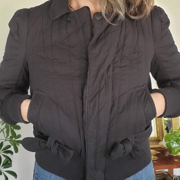 French Connection Black Bomber Jacket / Size 8 - Picture 8 of 8